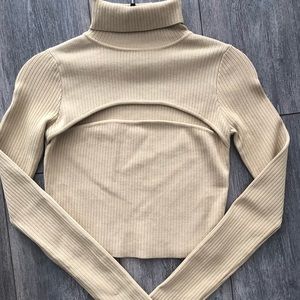 Superdown turtle neck crop sweater with cutout